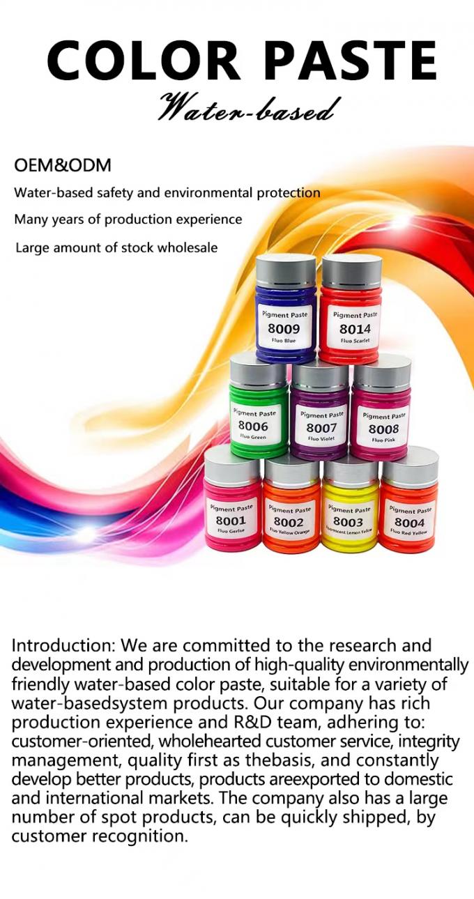 Factory Price Direct Water Base Ink Pigment for Paint and Coatings Fluorescent Lemon Yellow Liquid Color Paste 0