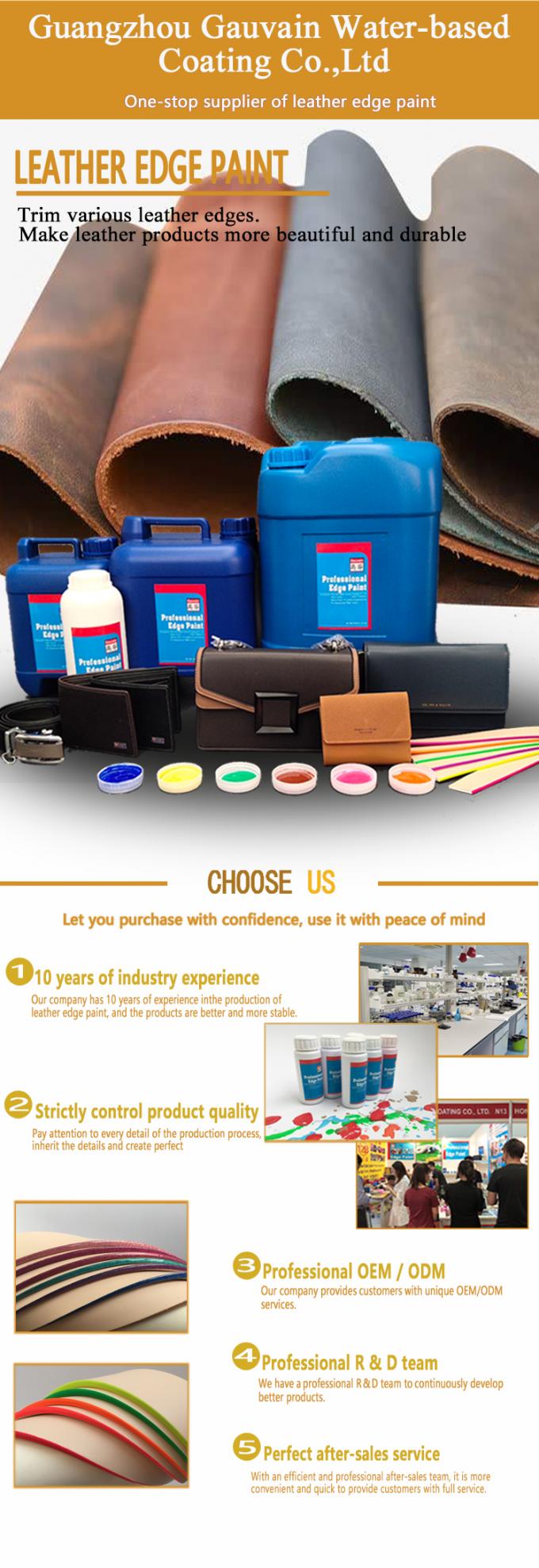 Premium Weather Resistance Better Adhesive Water Based Leather Edge Paint Leather Coating Ink for Bags/belts/ Wallet/shoes 0